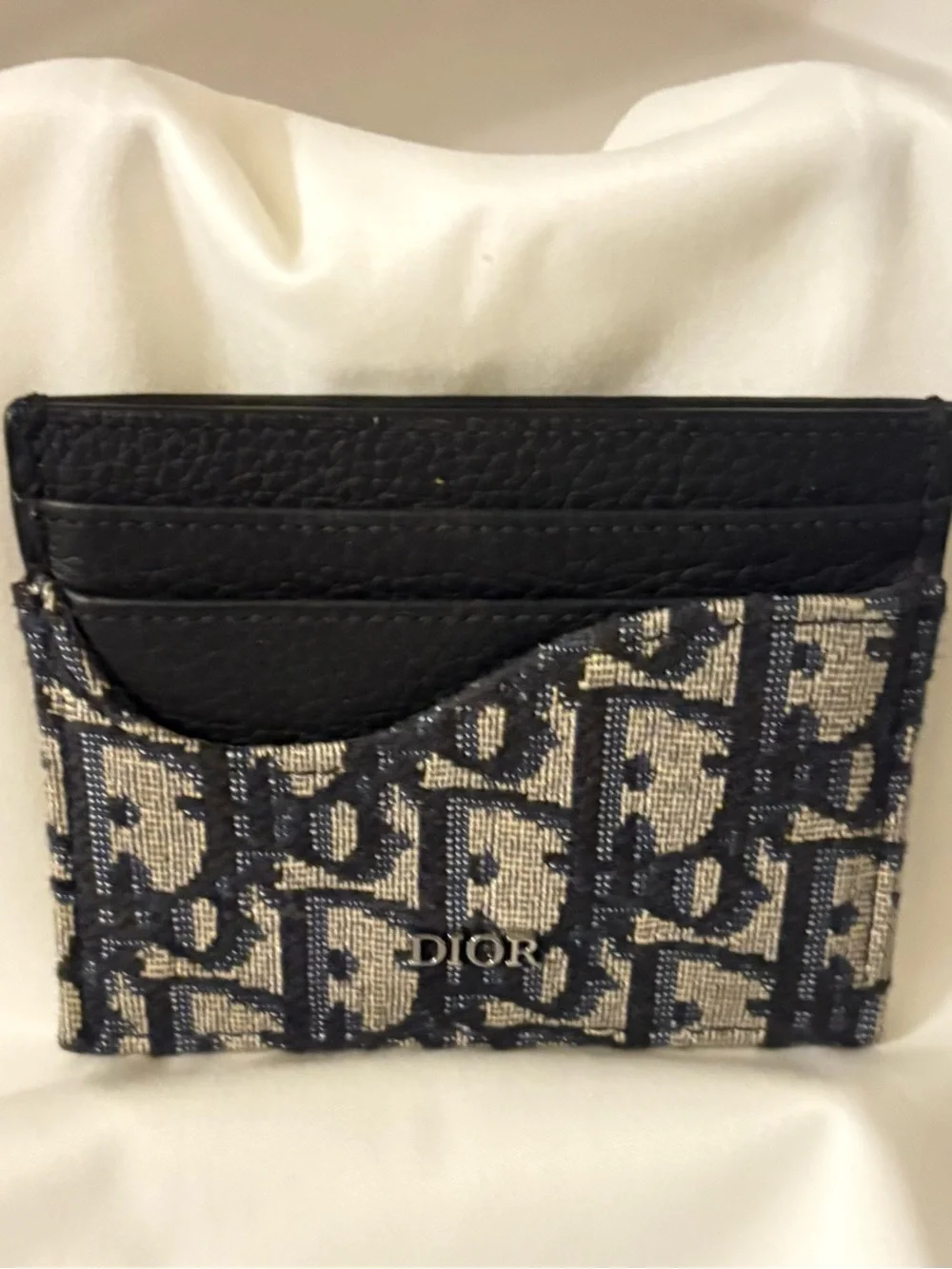 Dior Men Oblique Jacquard & Calfskin Card Holder | New